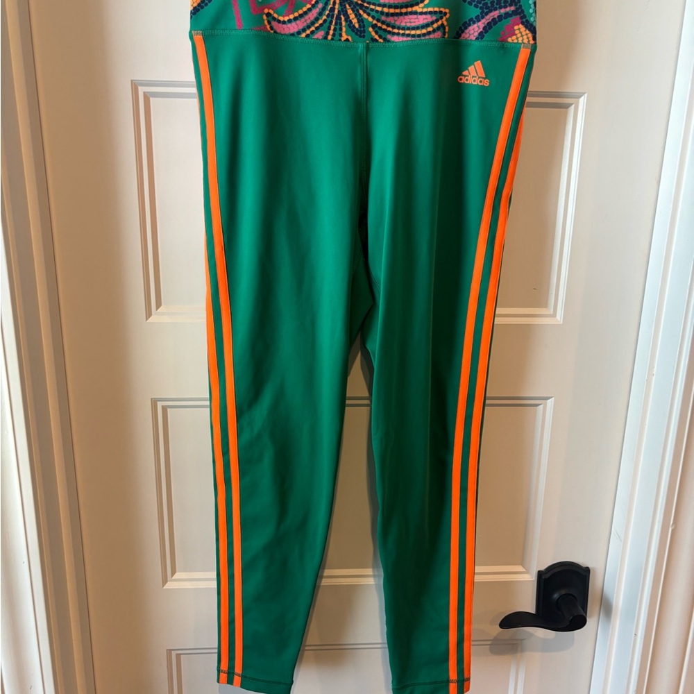 Adidas Green and Orange leggings